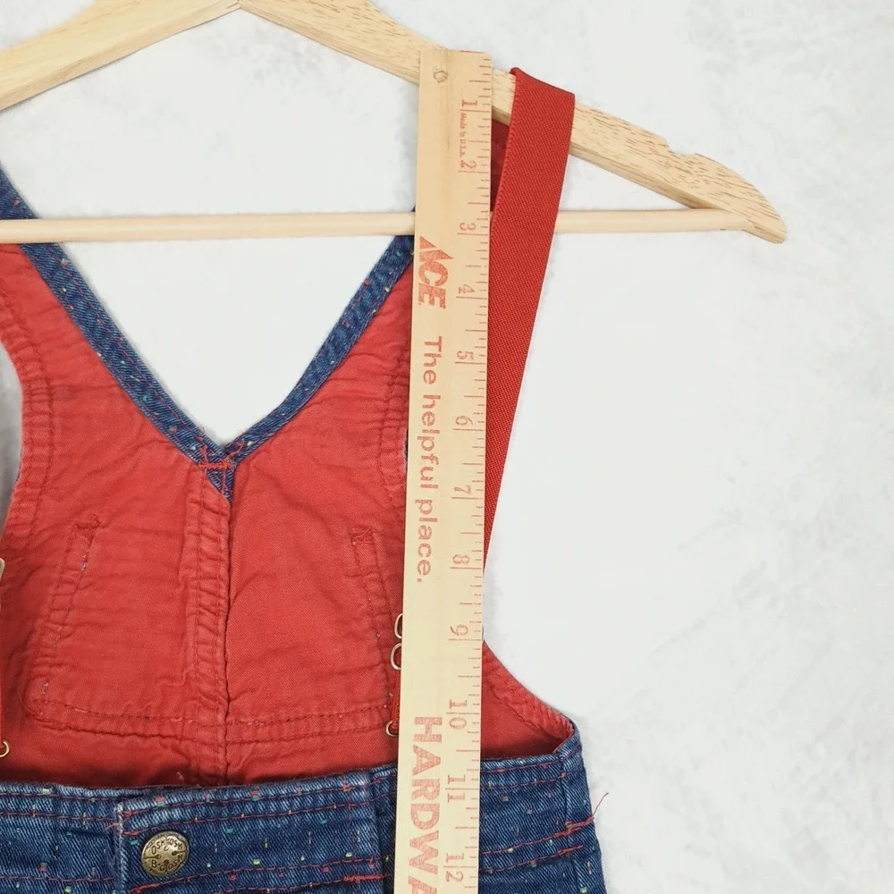 Vintage OshKosh B'Gosh Overalls Boys 6 Blue Red Space Patch Denim Pants 90s USA